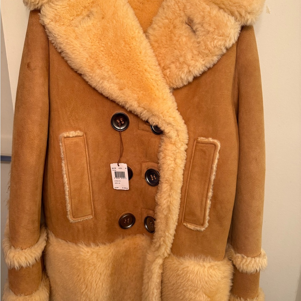 Coach Tan Teddy Jacket with Cream Details